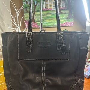Coach Hampton Dark Leather Shoulder Bag (Rehab)